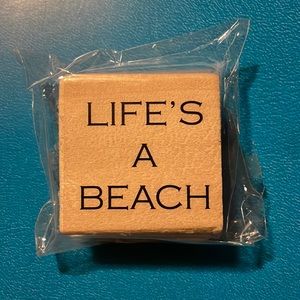 Life’s A Beach Scrapbooking Wooden Stamp 2” Square NIP